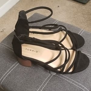 Wide black strappy sandals